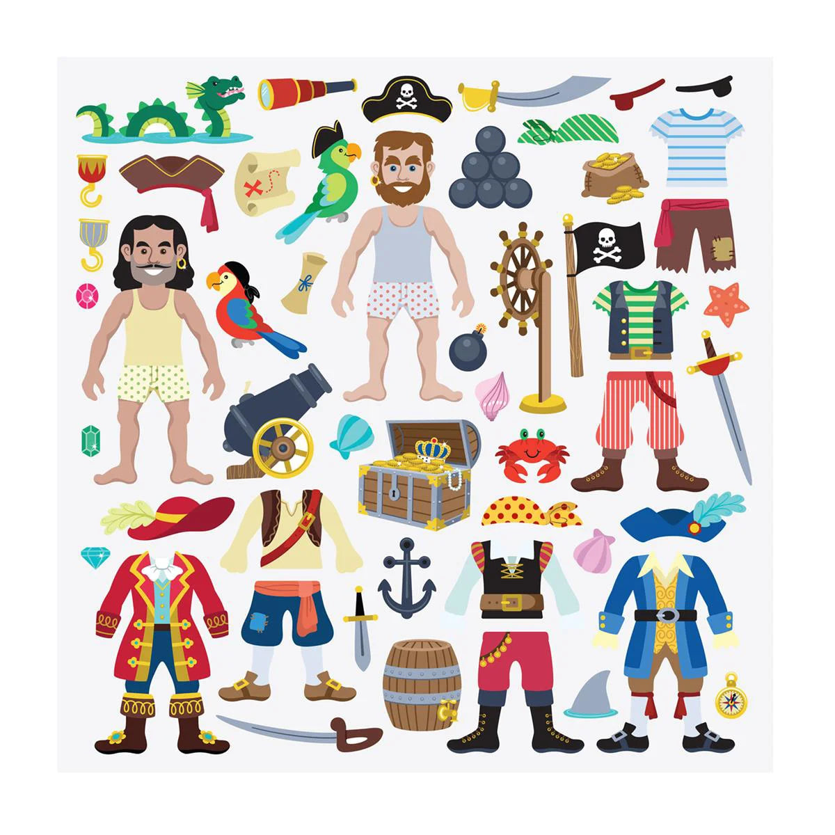 Reusable Puffy Stickers Playset Pirate